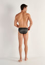 General view of a men model wearing HO black/white stripes modal/viscose/tencel Comfort Micro Briefs
