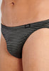 Close-up view of a men model wearing HO black/white stripes modal/viscose/tencel Comfort Micro Briefs