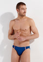 Front view of a men model wearing HO navy  Swim Micro Briefs