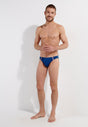Full-body view of a men model wearing HO navy  Swim Micro Briefs