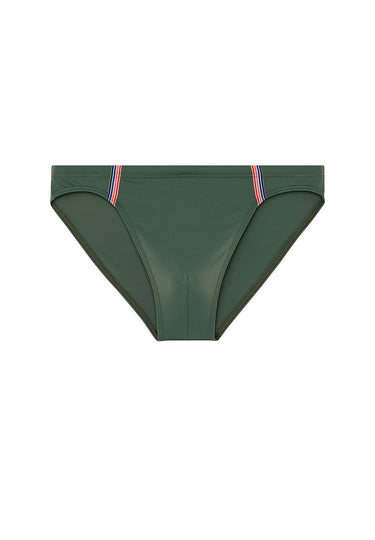 Front cutout view of HO khaki green  Swim Micro Briefs