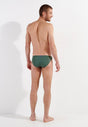 General view of a men model wearing HO khaki green  Swim Micro Briefs