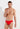 Front view of a men model wearing HO red  Swim Mini Briefs
