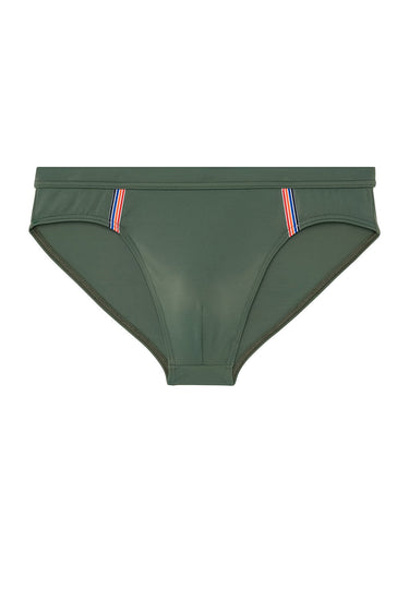Front cutout view of HO khaki green  Swim Mini Briefs