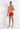Full-body view of a men model wearing HO red  Swim Shorts