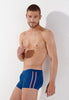 Front view of a men model wearing HO navy  Swim Shorts