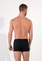 Back view of a men model wearing HO black/black print cotton Boxer Briefs HO1 2p