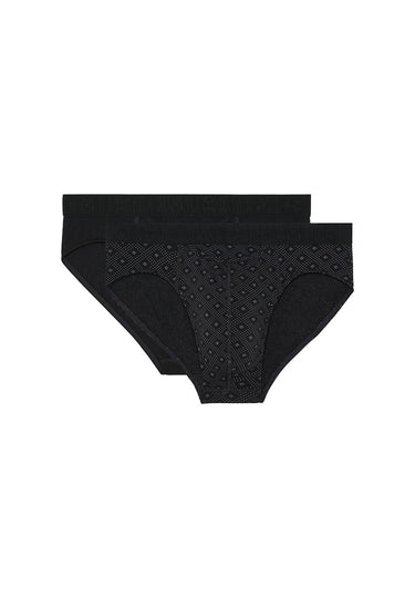 Front cutout view of HO black/black print cotton Mini Briefs HO1 2p