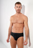 General view of a men model wearing HO black/black print cotton Mini Briefs HO1 2p