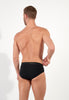 General view of a men model wearing HO black/black print cotton Mini Briefs HO1 2p