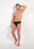 Full-body view of a men model wearing HO black/black print cotton Mini Briefs HO1 2p