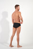 General view of a men model wearing HO black/black print cotton Mini Briefs HO1 2p
