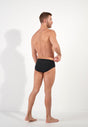 General view of a men model wearing HO black/black print cotton Mini Briefs HO1 2p