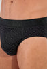 Close-up view of a men model wearing HO black/black print cotton Mini Briefs HO1 2p
