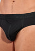 General view of a men model wearing HO black/black print cotton Mini Briefs HO1 2p