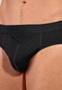 General view of a men model wearing HO black/black print cotton Mini Briefs HO1 2p