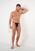 Full-body view of a men model wearing HO black  G-String