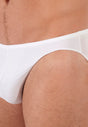 Close-up view of a men model wearing HO white  Micro Briefs