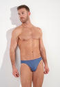 Front view of a men model wearing HO midblue  Micro Briefs