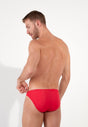 Back view of a men model wearing HO red  Micro Briefs