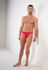 Full-body view of a men model wearing HO red  Micro Briefs