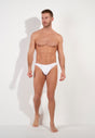 Full-body view of a men model wearing HO white cotton Comfort Micro Briefs