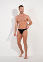 Full-body view of a men model wearing HO black cotton Comfort Micro Briefs
