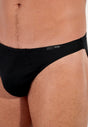 Close-up view of a men model wearing HO black cotton Comfort Micro Briefs