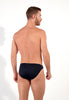 Back view of a men model wearing HO navy cotton Comfort Micro Briefs
