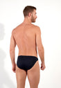Back view of a men model wearing HO navy cotton Comfort Micro Briefs