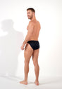 General view of a men model wearing HO navy cotton Comfort Micro Briefs