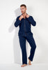 Full-body view of a men model wearing HO navy cotton Long Sleepwear