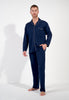 General view of a men model wearing HO navy cotton Long Sleepwear
