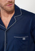 General view of a men model wearing HO navy cotton Long Sleepwear