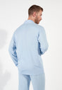 Back view of a men model wearing HO light blue cotton Long Sleepwear