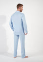 General view of a men model wearing HO light blue cotton Long Sleepwear