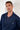 Close-up view of a men model wearing HO navy cotton Robe