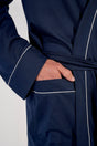General view of a men model wearing HO navy cotton Robe