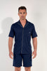 Front view of a men model wearing HO navy cotton Short Sleepwear