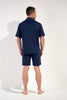 General view of a men model wearing HO navy cotton Short Sleepwear