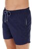 Close-up view of a men model wearing HO navy  Beach Boxer