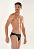 Front view of a men model wearing HO black  Swim Micro Briefs
