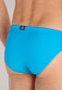 Close-up view of a men model wearing HO turquoise  Swim Micro Briefs
