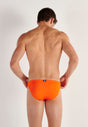 Back view of a men model wearing HO orange  Swim Micro Briefs
