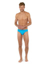 General view of a men model wearing HO turquoise  Swim Mini Briefs