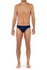 Full-body view of a men model wearing HO navy  Swim Mini Briefs