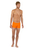 Full-body view of a men model wearing HO orange  Swim Shorts