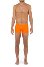 General view of a men model wearing HO orange  Swim Shorts