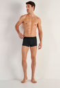 Full-body view of a men model wearing HO black modal/viscose/tencel Boxer Briefs HO1