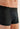 Close-up view of a men model wearing HO black modal/viscose/tencel Boxer Briefs HO1